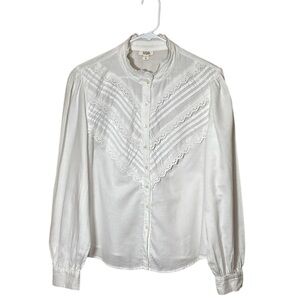 a.n.a  Lace Trim Victorian White Blouse,Size L